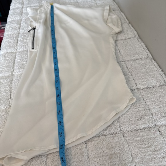 Maurices Womens Capped Sleeve Sheer White Blouse Feminine Danity Layers Coastal - Picture 8 of 13